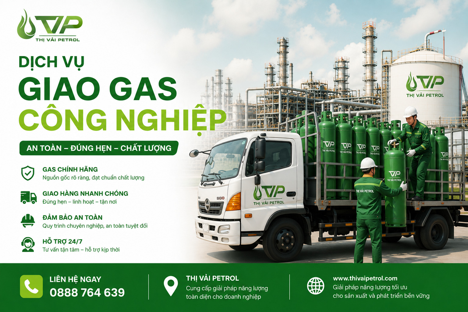 Dịch Vụ Giao Gas Công Nghiệp Toàn Diện – An Toàn, Ổn Định, Tiết Kiệm Chi Phí